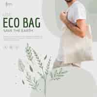 Free PSD eco bag recycle for environment square flyer