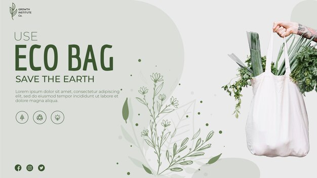 Eco bag for veggies and shopping banner