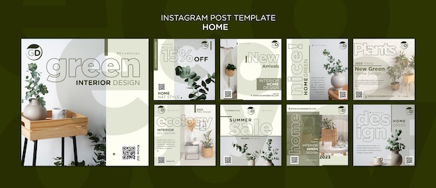 PSD gratuito collezione di post instagram per immobili ecologici