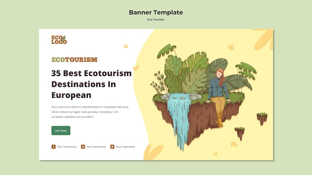 Eco tourism concept banner template