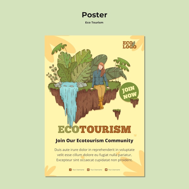 Free PSD eco tourism concept poster template