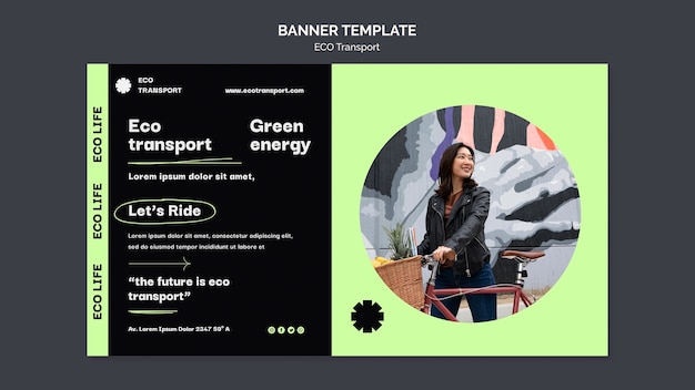 PSD gratuito modello di banner minimalista di trasporto ecologico