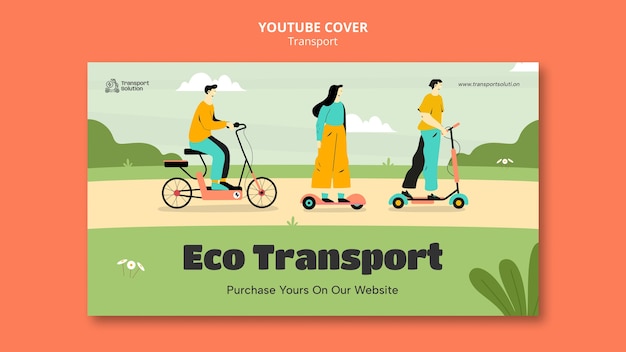 PSD gratuito modello di copertina youtube di trasporto ecologico