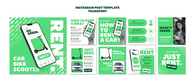 Шаблон сообщения в instagram об эко транспорте
