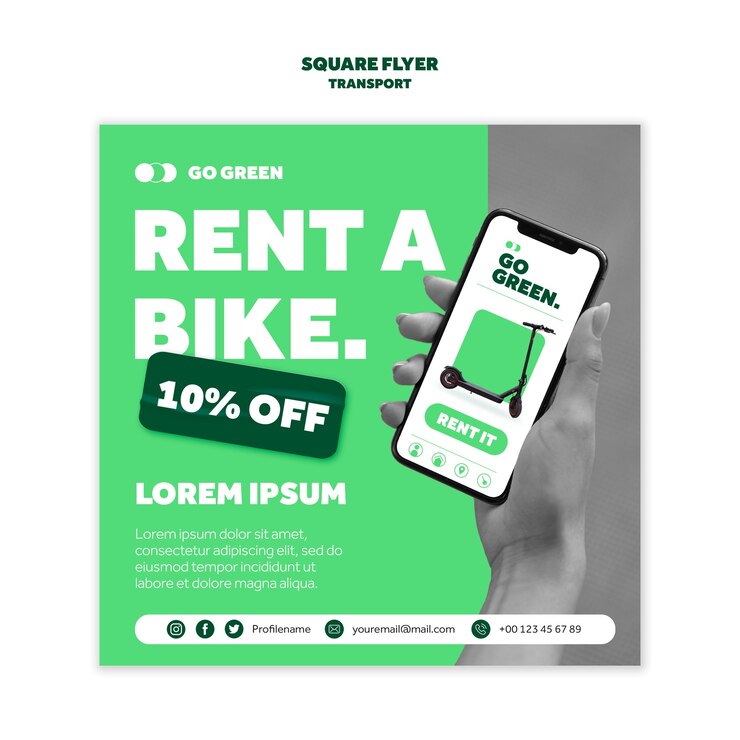 Free PSD eco transportation square flyer