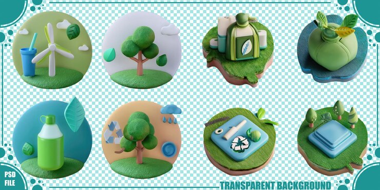 Free PSD ecofriendly concepts in colorful 3d design