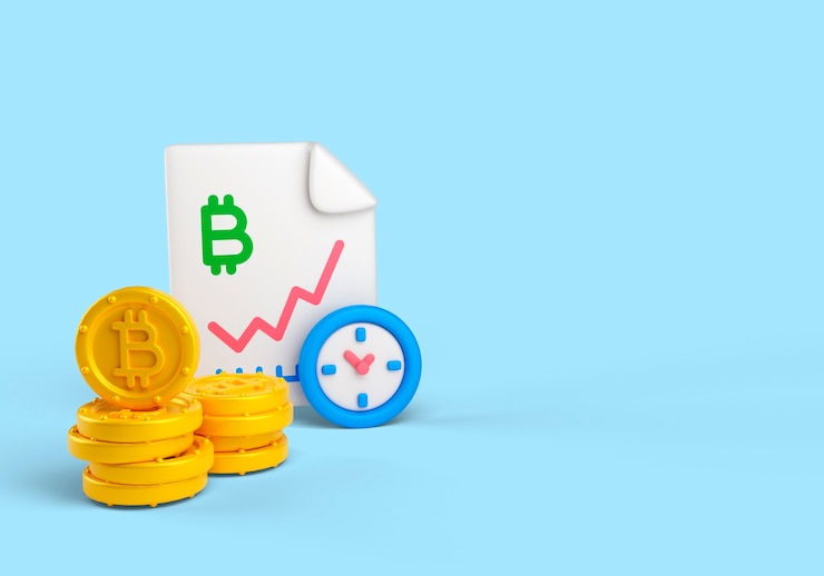 Free PSD ed illustration of cryptocurrency with clock and graph