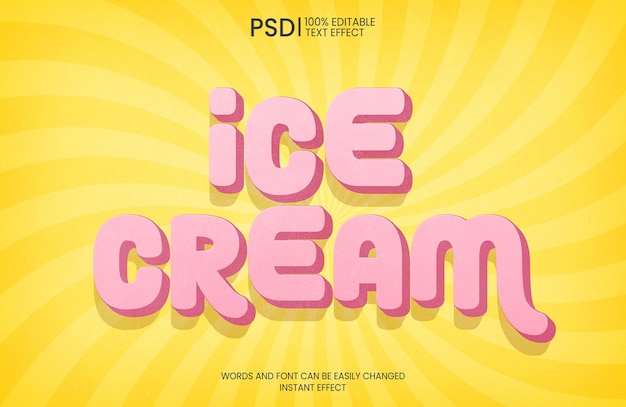 Free PSD editable 3d pink text effect