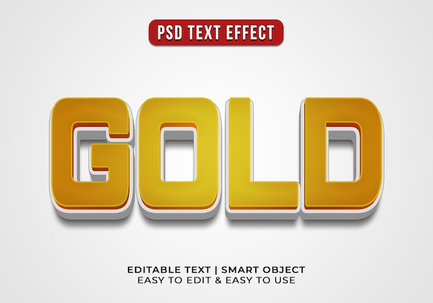 Free PSD editable 3d style gold text effect