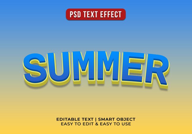 無料PSD 編集可能な 3d 夏のテキスト効果