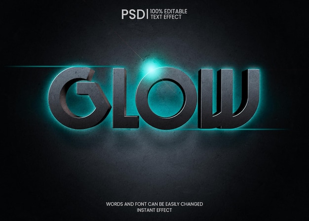 Free PSD editable 3d text effect with blue lights