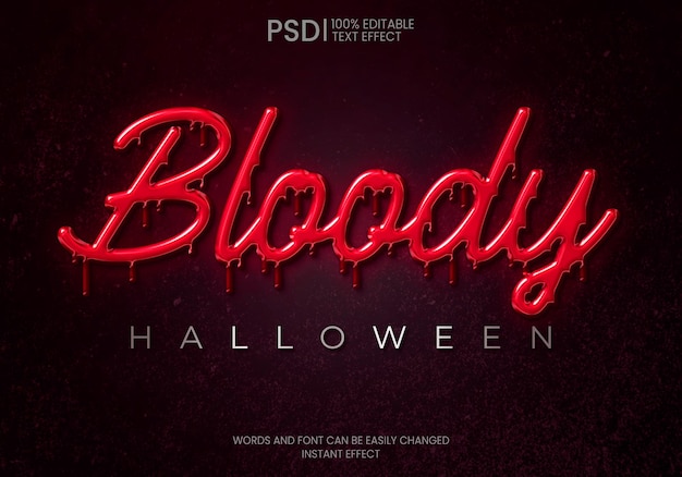 Free PSD editable bloody text effect