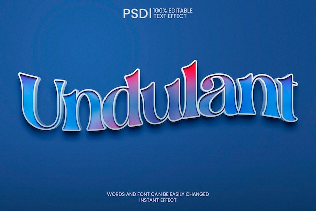 PSD gratuito effetto di testo ondulato blu modificabile