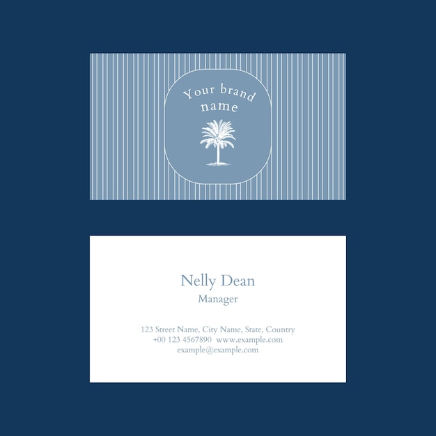 Free PSD editable business card template psd blue tropical theme