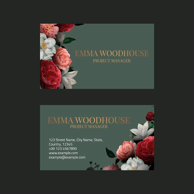 Free PSD editable business card template psd in luxury botanical design