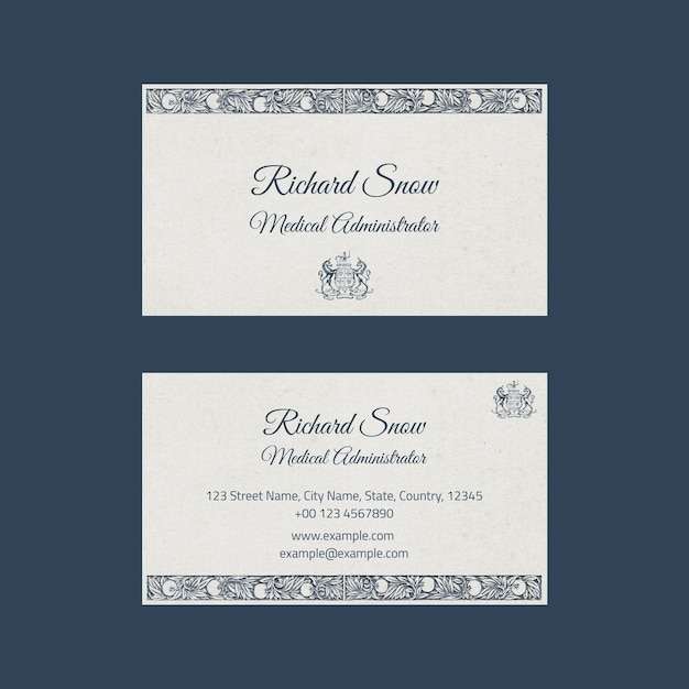 Editable business card template psd in vintage botanical design