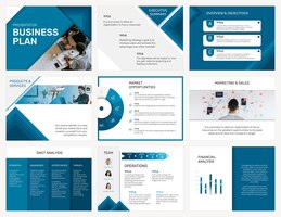 Editable business presentation template psd in modern design set