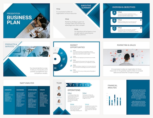 Editable business presentation template psd in modern design set