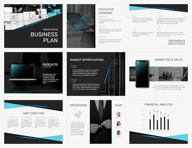 Free PSD editable business presentation template psd in modern design set