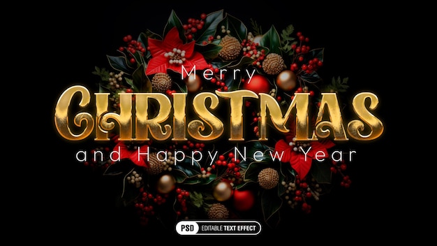 Free PSD editable christmas gold text effect