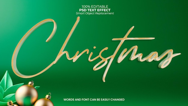 Free PSD editable christmas golden text effect