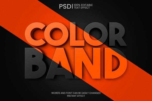 Free PSD editable color band 3d text effect