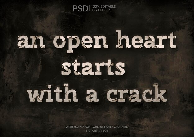 Free PSD editable cracked text effect