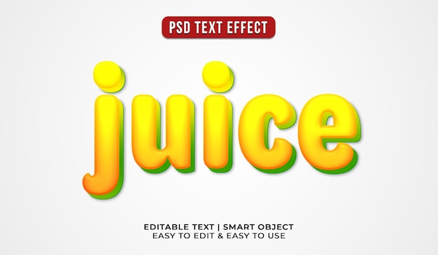 Бесплатный PSD Редактируемый текстовый эффект сока