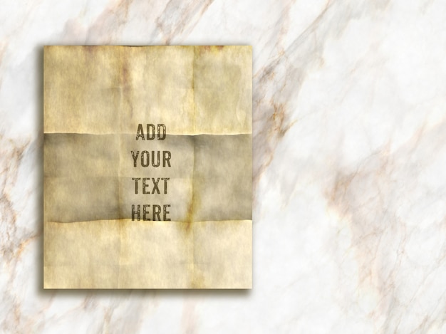 Editable mock up with grunge style paper on a marble texture