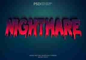 Free PSD editable nightmare text effect