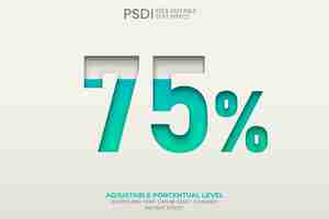 PSD gratuito effetto testo numerico modificabile con livello percentuale