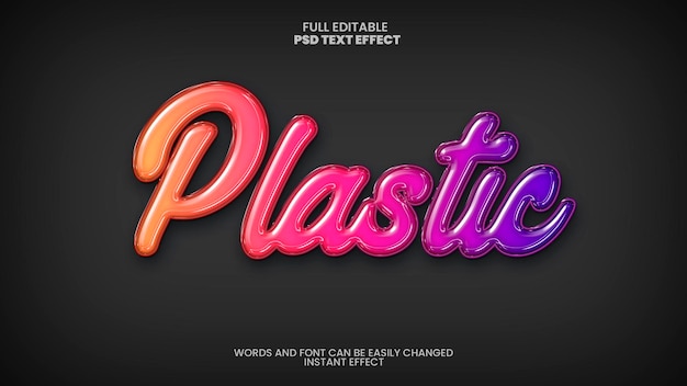 Free PSD editable plastic style text effect