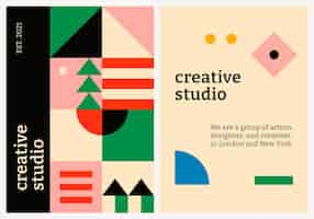 Free PSD editable poster template psd bauhaus inspired flat design creative studio text