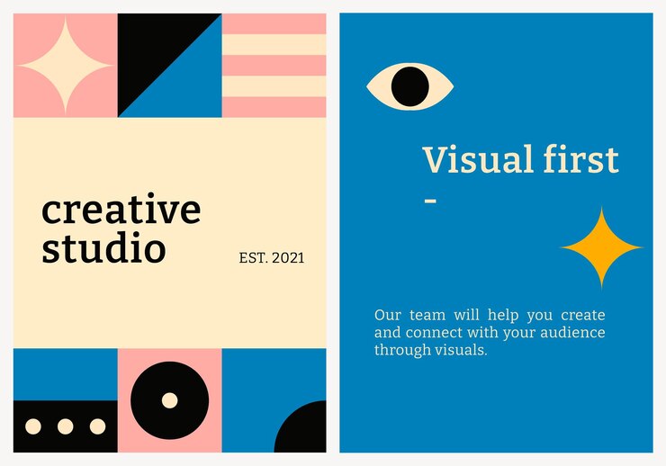 Free PSD editable poster template psd bauhaus inspired flat design creative studio text