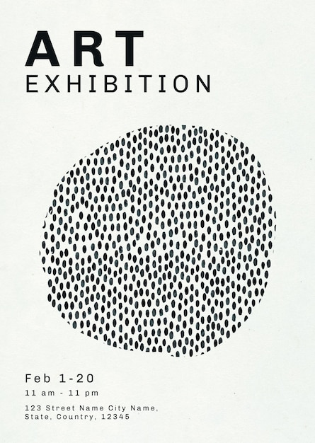 Free PSD editable poster template psd with ink brush pattern for art exhibition