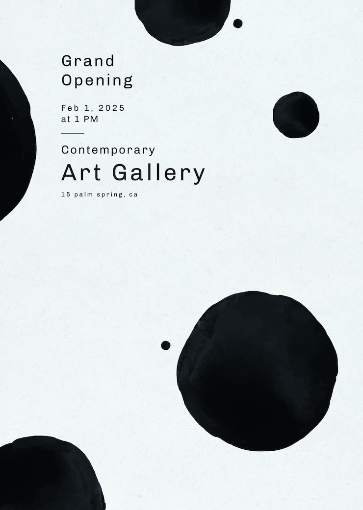Free PSD editable poster template psd with ink brush pattern for art gallery