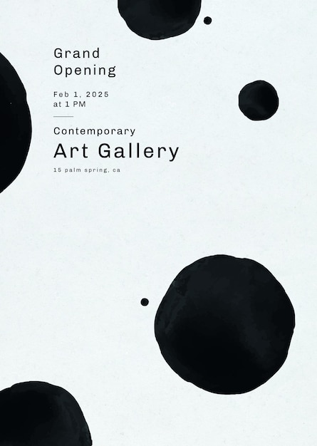 Редактируемый шаблон плаката psd с рисунком туши для художественной галереи