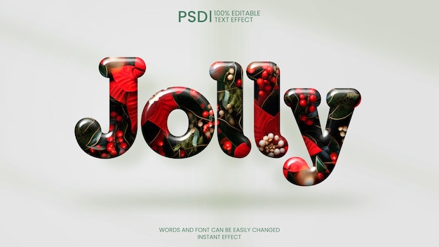 Free PSD editable realistic 3d christmas text effect