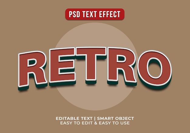 PSD gratuito effetto di testo retro 3d modificabile