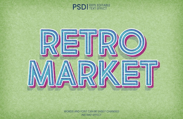 Бесплатный PSD Эффект редактируемого текста retro market