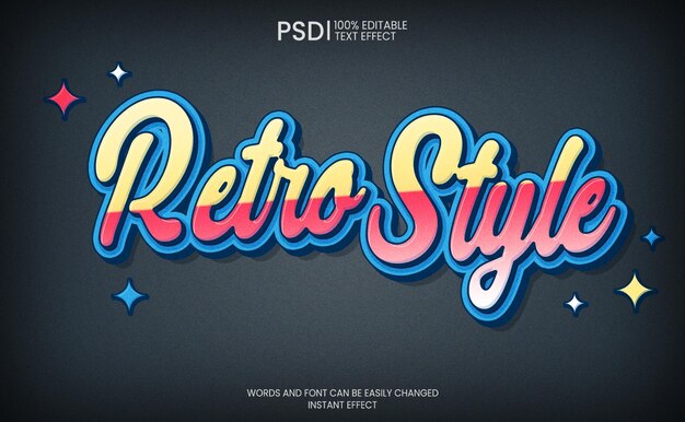 PSD gratuito effetto di testo in stile retro modificabile