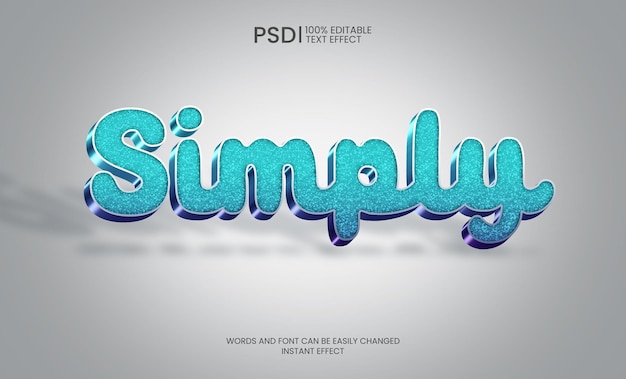 Free PSD editable shiny blue 3d text effect