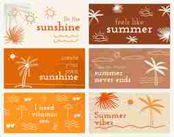 Free PSD editable summer templates psd with cute doodle set for social media banner