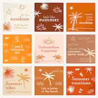Free PSD editable summer templates psd with cute doodle set for social media posts