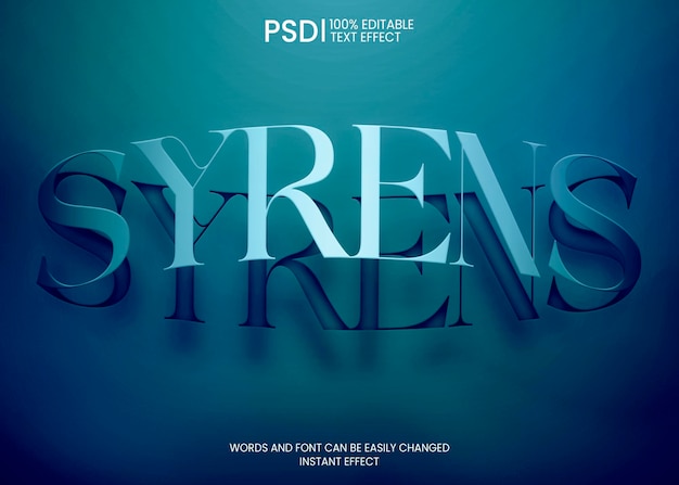 Free PSD editable syrens text effect