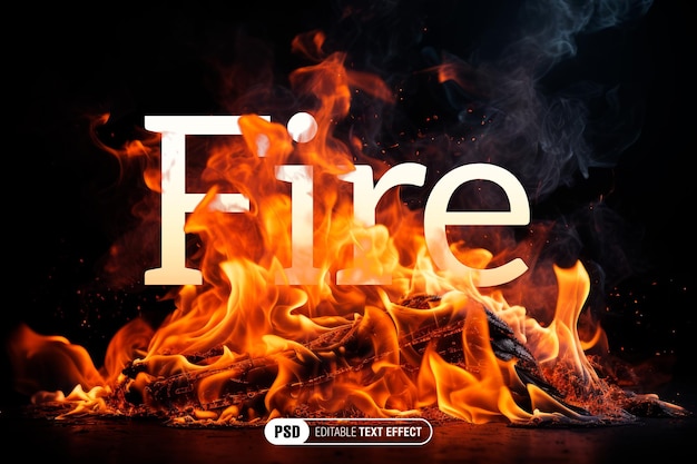Editable text effect burning inside a bonfire