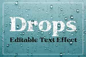 Free PSD editable text effect covered in water drops