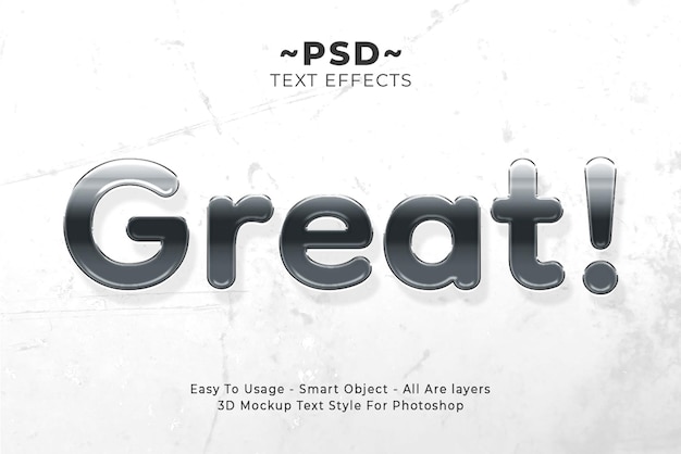 Free PSD editable text effect in silver text style