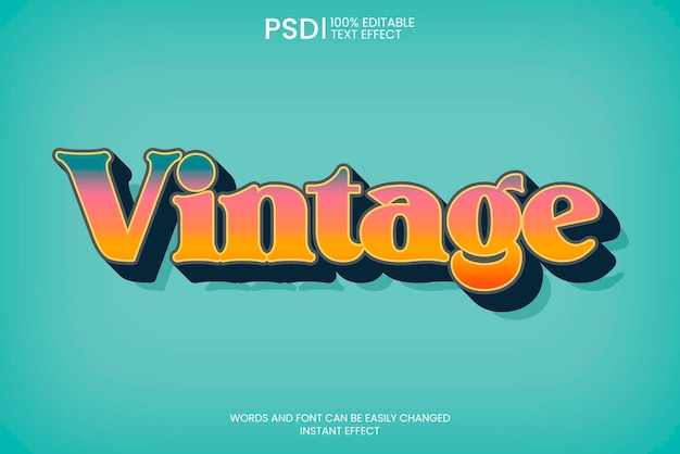 PSD gratuito effetto di testo vintage modificabile