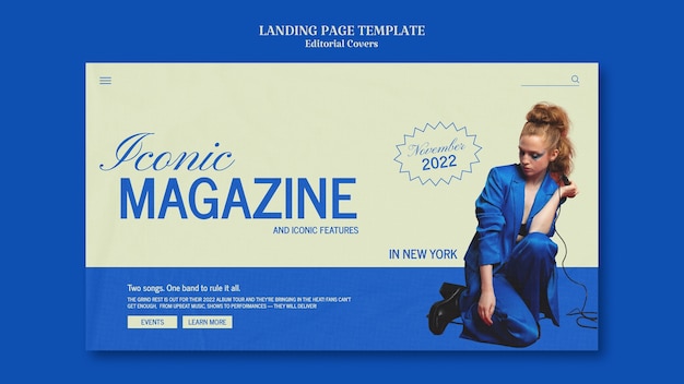 Free PSD editorial magazine launch landing page template